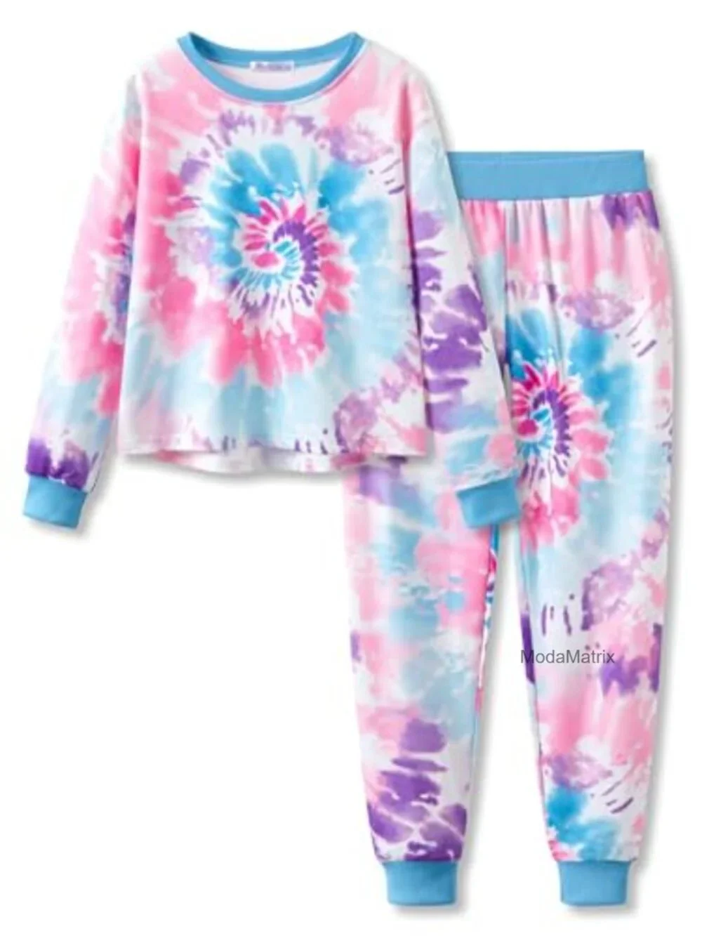 Girls Tie Dye Crop Top & Jogger Set Long Sleeve 2-Piece Active Sweatsuit